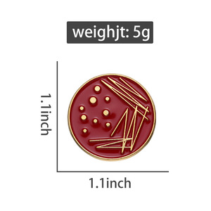 Al por mayor: Pines de metal de dibujos animados, creativos, bonitos, geométricos, redondos, con símbolo de constelación, tipo broche/emblema, de esmalte rojo, para decoración de ropa - Product Image 6