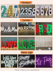 Lettres lumineuses LED RGB personnalisées à changement <span class=keywords><strong>de</strong></span> couleur, lettres <span class=keywords><strong>de</strong></span> marquise, lettres lumineuses pour mariage, grands numéros lumineux - Product Image 6