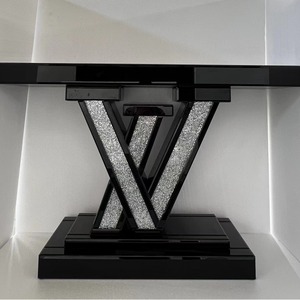 Tavolo Console Moderno di Lusso a Forma di V con Specchio Effetto Diamante Nero per <span class=keywords><strong>Soggiorno</strong></span> - Product Image 1