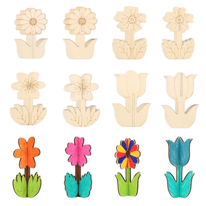 Ramo de Flores de Madera DIY, Tallado a Mano, Decoración de Escritorio, Flores de Madera Artificiales - Product Image 1