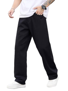 Pantalon de plage décontracté pour homme, coupe ample, taille mi-haute élastique, respirant, plissé devant, en polyester/coton, couleur unie, épais, pour l'été - Product Image 1