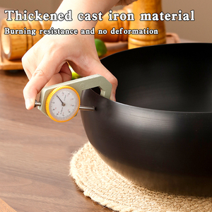 YUEDISI Logo Personalizado Olla <span class=keywords><strong>Wok</strong></span> Redonda de Hierro 22/24/28cm Antiadherente Compatible <span class=keywords><strong>con</strong></span> Estufa de Gas, Sartén de Hierro <span class=keywords><strong>con</strong></span> Tapa de Cristal - Product Image 5