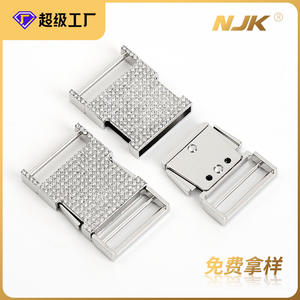 Hebilla deslizante de aleación de zinc plateada con diamantes de imitación para cinturones - Product Image 5