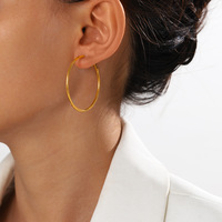 Boucles d'oreilles créoles tendance minimalistes style influenceur pour femme, en acier inoxydable 30/40/50/60mm, personnalisées, chic, géométriques, plaqué or 18 carats