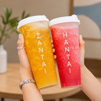 Gobelets en plastique PP rigide transparent de 90 mm, 16 oz, 500 ml avec couvercles, imprimés sur mesure, pour boba, bubble tea, café glacé, smoothies, pour les cafés