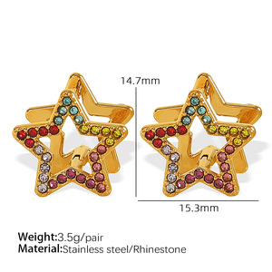 Vente en gros <span class=keywords><strong>Hert</strong></span> Star Boucles d'oreilles créoles Huggies en acier inoxydable plaqué or PVD 18 carats, colorées, en forme d'étoile et de cœur - Product Image 1