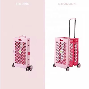 Carrito de compras plegable barato 65L con logotipo personalizado con <span class=keywords><strong>4</strong></span> <span class=keywords><strong>ruedas</strong></span>, carrito de supermercado plegable de plástico para supermercado - Product Image 4