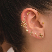 Boucles d'oreilles ROXI Ins Simple Snake en argent sterling S925, 16G, à dos plat, pour piercing de cartilage