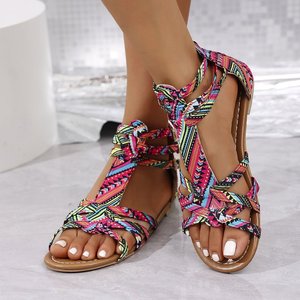 Sandali Open Toe Multicolore con Dettagli Traforati, Nuova Collezione, Stile Oversize con Suola Piatta - Product Image 3