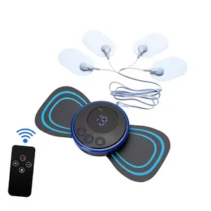 Mini masseur de cou 3 en 1 Appareil de massage par stimulation à micro-courant pour tout le corps Tampon papillon en hydrogel avec télécommande