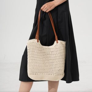 Sac à bandoulière vintage pour femme, en paille <span class=keywords><strong>tressée</strong></span>, doublure polyester, deux sangles, pour <span class=keywords><strong>extérieur</strong></span> et plage, fait main, vente en gros, personnalisation - Product Image 2