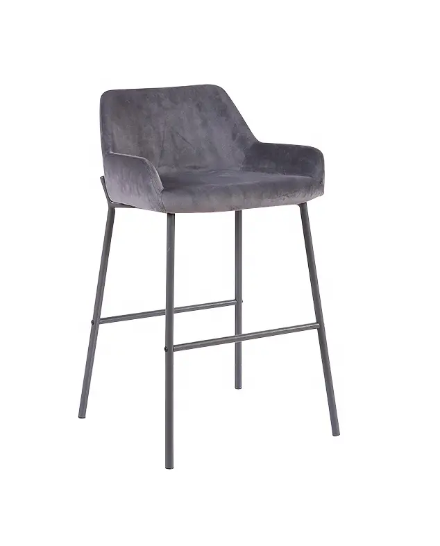 2023 Hot Selling Modern Wood Seater High Fixed Black Powdered Coated Legs Bar Stool Chair Furniture Supplier for Sales