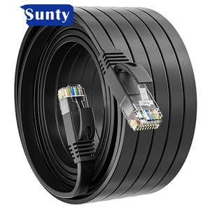 Cable de Red Plano de Alta Velocidad Cat6 PVC RJ45, Conductor Negro para Comunicación por Internet - Product Image 4