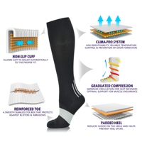 Chaussettes de compression médicales 20-30mmhg de sport à talon rembourré d'entraînement personnalisé pour la course à pied