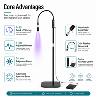 Lampe UV professionnelle pour cils, sur pied, 1-5W, lumière de polymérisation réglable, tête remplaçable, outil de beauté en silicone ajustable – Brésil