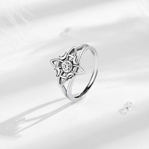 Changda 925 Sterling Silver Simples Casamento Amuleto Proteção <span class=keywords><strong>Irish</strong></span> Celtic Love Knot Wicca Witch Knot Anéis para As Mulheres
