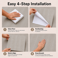 Carrelage de sol en PP gris clair sur mesure, 0,76 mm, autocollant adhésif pelable et repositionnable