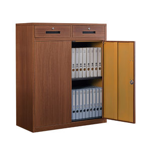 Classeur moderne en métal de couleur <span class=keywords><strong>bois</strong></span> avec 2 tiroirs et étagères armoire de rangement réglable en acier pour bureau - Product Image 4
