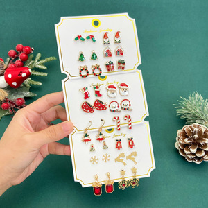 Pendientes Colgantes Estilo Tarjeta de Navidad Europeos y Americanos, Lindos con Reno, Papá Noel, Muñeco de Nieve, Aleación de Dibujos Animados para Mujer - Product Image 2