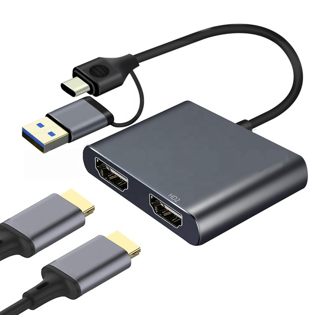 New Arrival USB a 3.0 Type C to Dual HDMI Splitter Adapter 5G 1080P 60Hz Converter for Triple Monitors Mode Windows System