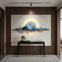 Peinture murale décorative de paysage en porcelaine 3D de luxe, directement de l'usine, avec éclairage LED, tableau mural moderne illuminé pour chambre à coucher