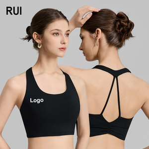 RUIQUWIN Wholesale Summer Nude Feel Halter Yoga Tops Women's Hollow Out Backless High Support Sports Bra for Fitness Running - Product Image 1
