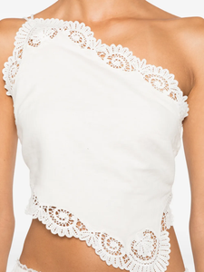Camisola Blanca Asimétrica con Lazo para Mujer, Estilo Boho, para la Playa, Elegante, para Vacaciones de Verano, Venta al Por Mayor - Product Image 3