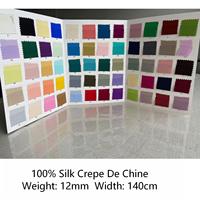 Kain Brokat Mulberry 100% 12MM CDC Warna Solid Tipis Rajutan Ringan untuk Gaun Pernikahan