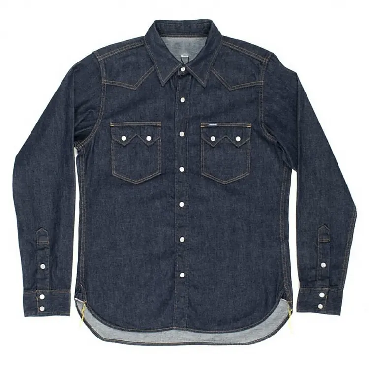 Wholesale Men's Long Sleeve Black Denim Shirts from OEM China Supplier