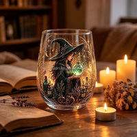 Halloween-Thema Eiförmiger Glas-Trinkbecher Himmlische Magie Kristallkugel Stielloses Weinglas für Alle Getränke
