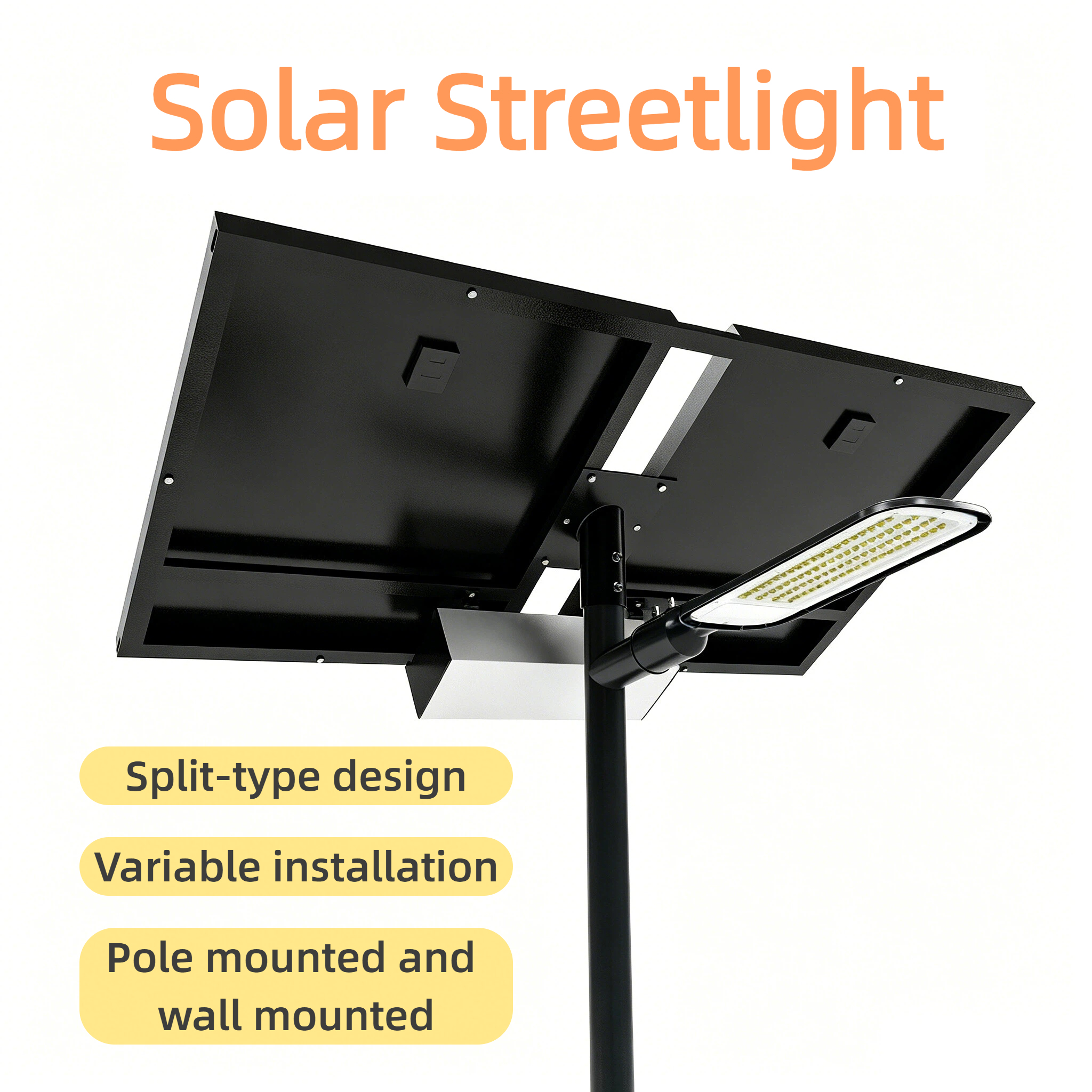 OUTLUX TG011 Solar LED Street Light IP65 Aluminum Construction Die Casting 5-Year Warranty 6500K Color Temp 130x75 Beam Angle