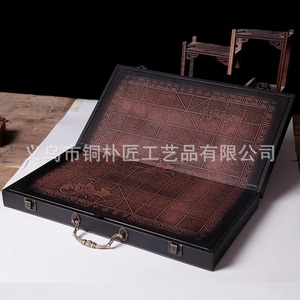 Brass <b>chess</b> <b>set</b>, solid copper Chinese <b>chess</b> <b>folding</b> chessboard, gift box included, business gift, retro style, perfect for - Product Image 4