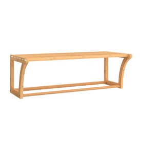 Wooden Wall Mounted Bathroom <b>Shelf</b> Double Layer Natural Wood Color Durable Storage <b>Rack</b> For Towels And Miscellaneous Items - Product Image 1