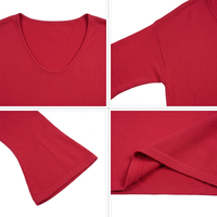 Top de Mujer Transpirable de Lino, Lyocell y Acrílico, Tejido Liso Teñido, Manga Larga, Cuello Redondo, Manga Acampanada, Corte Holgado, Color Sólido Minimalista