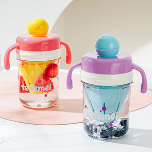Tedemei Kids Water <b>Bottle</b> With Handle And <b>Straw</b> Portable Tea Infuser Airtight Cup For Children - Product Image 1