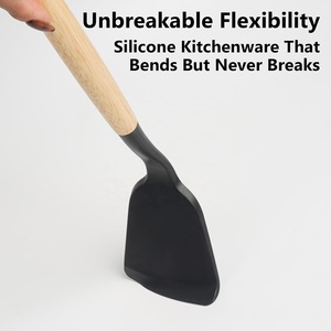Kitchen Cooking <strong>Tool</strong> Wood Handle Utensils 12pcs Kitchen Utensils Set Food Grade <strong>Silicone</strong> Kitchen Utensils Set Home Cooking <strong>Tools</strong> - Product Image 2