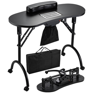 Modern Portable Pink Black White Single Manicure <b>Desk</b> With Carrying Bag for Nail Art Salon <b>Foldable</b> Nail Table - Product Image 2