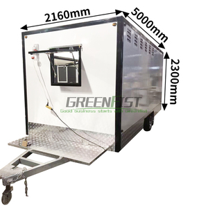 白いモバイルスクエアフードトレーラー、ステンレス製多機能キッチンカート、スナックフードやフライドチキン用のフライヤーオーブン - Product Image 2