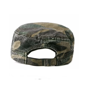 Camouflage 5-Panel <b>Flat</b>-Brim <b>Cap</b> Unisex Cotton Canvas Casual Style Spring <b>Summer</b> Fitted Back Closure - Product Image 3
