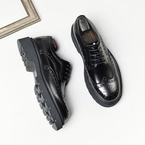 Nuevos Zapatos Formales Casuales de Negocios con Cordones y Punta Cuadrada de Cuero Genuino para Hombre, Transpirables, Antideslizantes y Ligeros para Otoño - Product Image 5