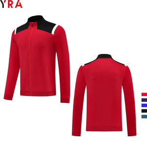 Красный мужской зимний спортивный костюм из полиэстера с длинными рукавами, на молнии, дышащий, оптом, для футбола, с карманами - Product Image 1