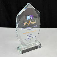Trophée en cristal optique transparent de qualité supérieure, personnalisé, à facettes diamant, avec base transparente