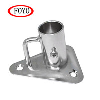 FOYO Haute Qualité Moins Cher Qualité Marine 84 Degrés 1 Pouce Stanchion Post Socket Triangle Base et Contrefort 304 Acier Inoxydable