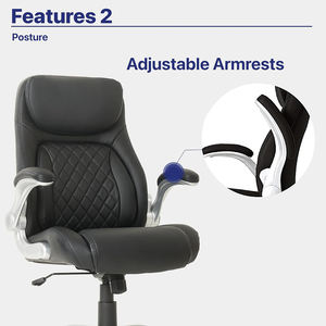 <span class=keywords><strong>Chaise</strong></span> de <span class=keywords><strong>bureau</strong></span> exécutive Anji, élégante, moderne, confortable, <span class=keywords><strong>ergonomique</strong></span>, entièrement en cuir PU, la moins chère, avec finition diamant, noire - Product Image 3