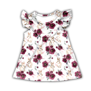 Vestido de Niña de Seda Láctea OEM ODM Personalizado con Volantes de Tul, Vestido Casual Estampado de Verano para Niñas, Vestido Infantil con Hombros Descubiertos y Falda Acampanada - Product Image 2
