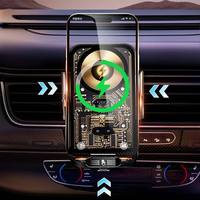 Support de téléphone portable magnétique flexible pour voiture avec chargement sans fil par induction, télécommande et fixation sur grille d'aération pour SUV