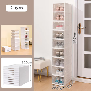 Giày tổ chức nhà tủ quần áo tổ chức Stackable sneakers Cao gót hộp thùng đóng mở lưu trữ Giá nhựa có thể gập lại tủ - Product Image 2