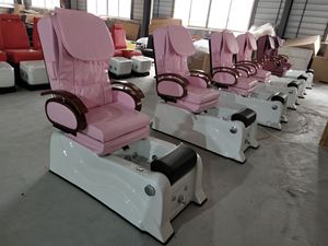 Fauteuil de pédicure inclinable rose en PU, système de jets sans tuyau avec massage chauffant et lampe LED 7 couleurs pour salon de manucure - Product Image 4