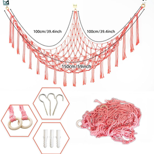Hamac suspendu en peluche grande capacité pour animaux, tissage bohème, décoration d'angle, rangement de jouets, vente en gros - Product Image 3