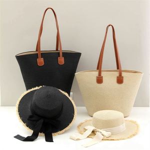 New Straw <b>Hat</b> <b>Bag</b> Set Women's Shoulder <b>Bag</b> Knitting Beach <b>Hat</b> <b>Bag</b> for Women - Product Image 2